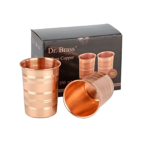 Медные стаканы Dr. Brass (TY-M14) 250 мл., 2 шт. от производителя Mahavir Impex купить в интернет-магазине «Зеленщик».