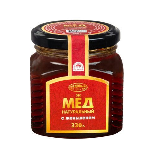 Мёд натуральный с экстрактом женьшеня 330 гр. от производителя  купить в интернет-магазине «Зеленщик».